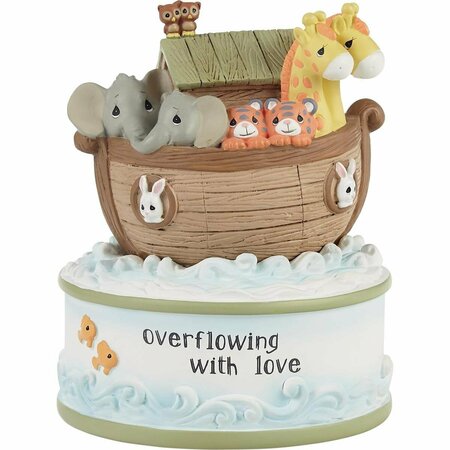 PRECIOUS MOMENTS 5 in. Musical Noahs Ark-Overflowing with Love Snow Globe - Mozarts Lullaby 242182